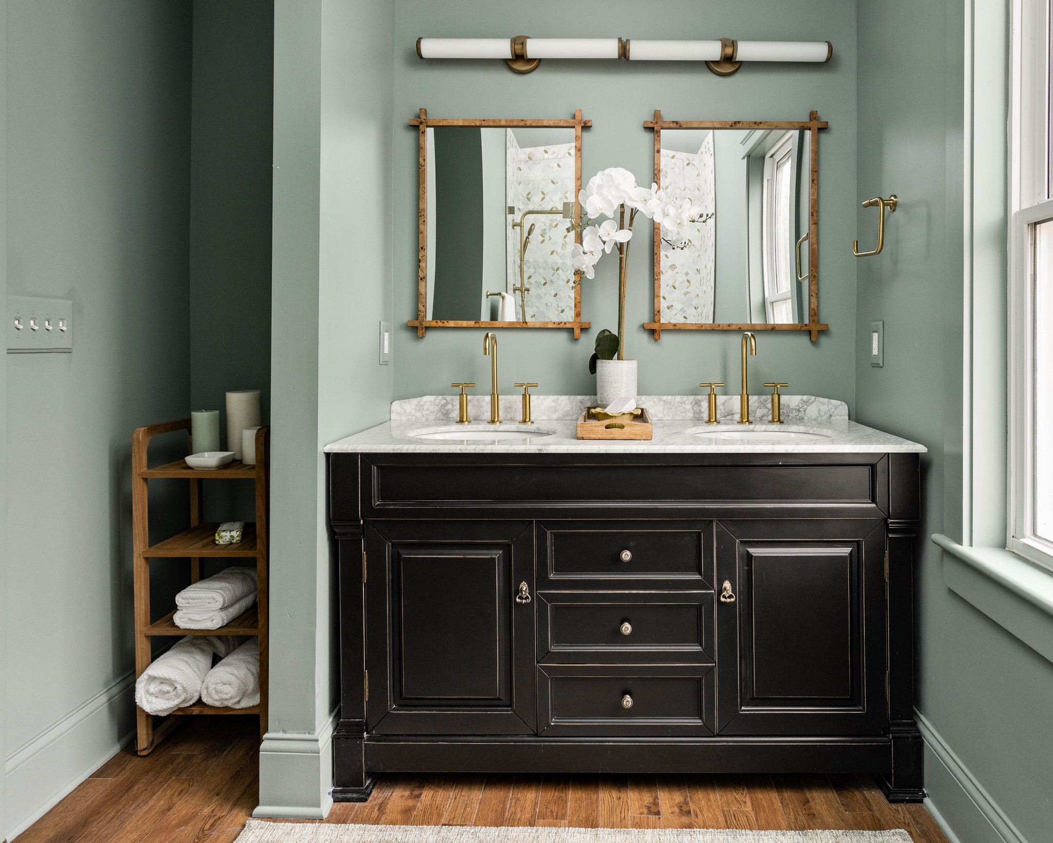 Earth tones in the bathroom create a peaceful retreat .

#LTKhome