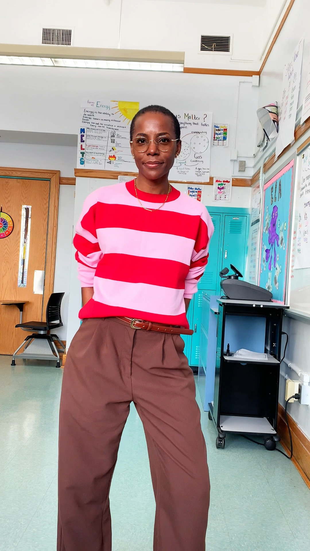 This brown trousers outfit paired with a pink and red sweater is the perfect mix of bold and polished. The warm chocolate brown keeps the look grounded while the pink and red color combo add that elevated pop of color that makes the outfit stand out. This is such an easy way to style color without overdoing it Link similar options sweater sold out. #LTKBrowntrousers #LTKPopofcolor #LTKPinkandred # LTKMordenlook

#LTKOver40 #LTKootd #LTKWorkwear