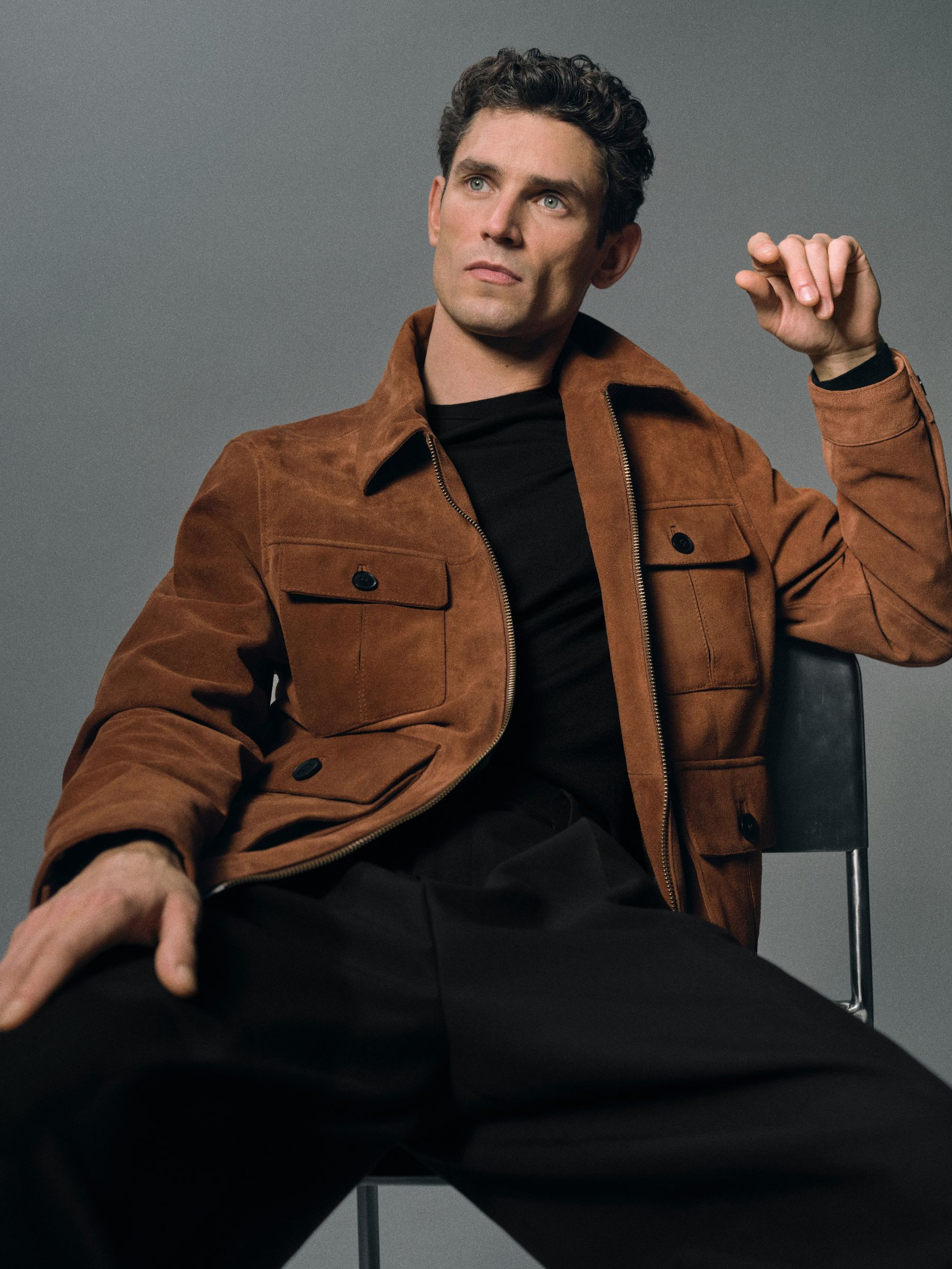 Reiss Suede Four-Pocket Zip-Through Jacket in Tobacco Brown | REISS | Reiss US