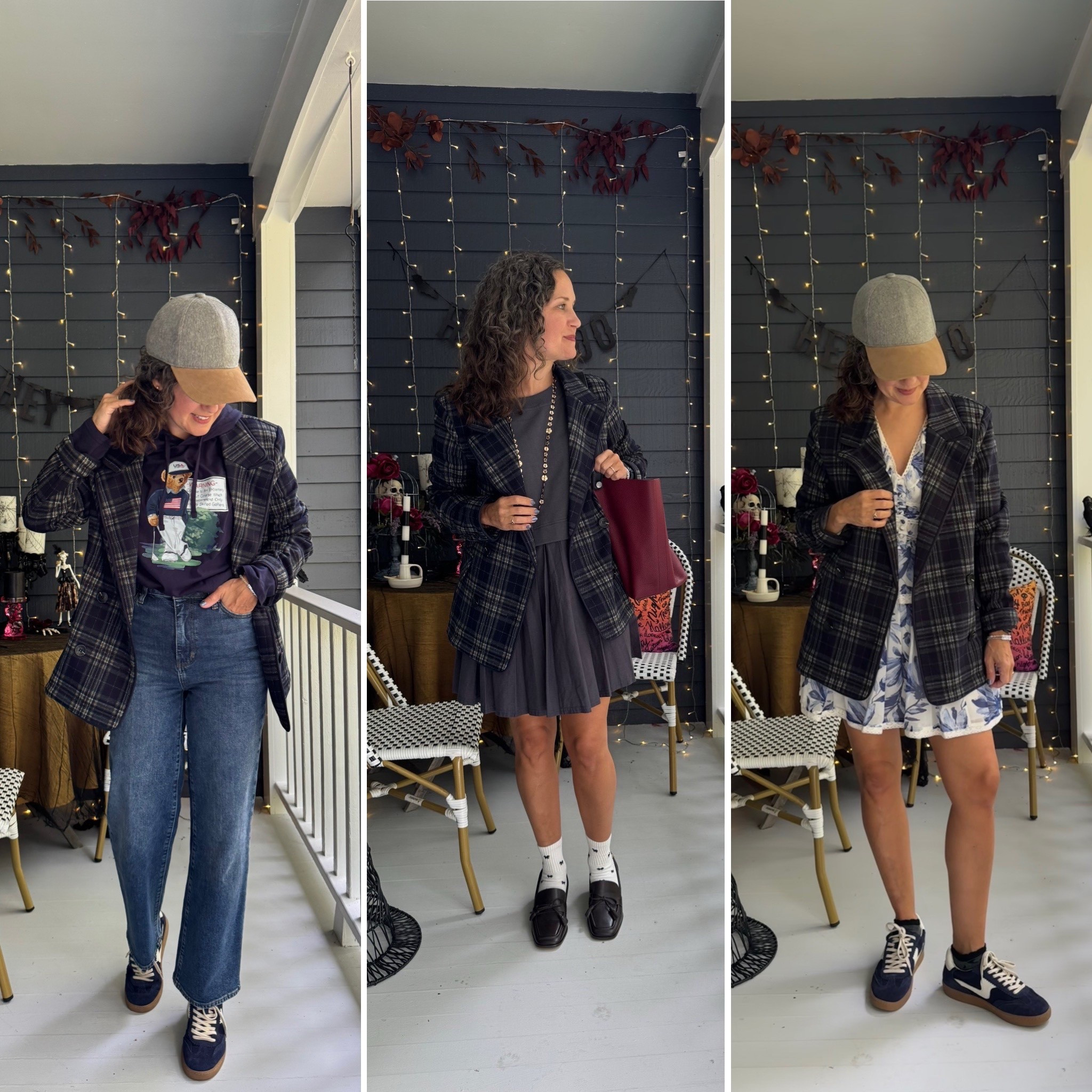 Plaid blazer three ways! I love using it as an autumn jacket. A layered neutral. Piece of my October capsule wardrobe. 🧡💙

Autumn outfits | fall trends | fall outfit 

#LTKSeasonal #LTKPetite #LTKOver40