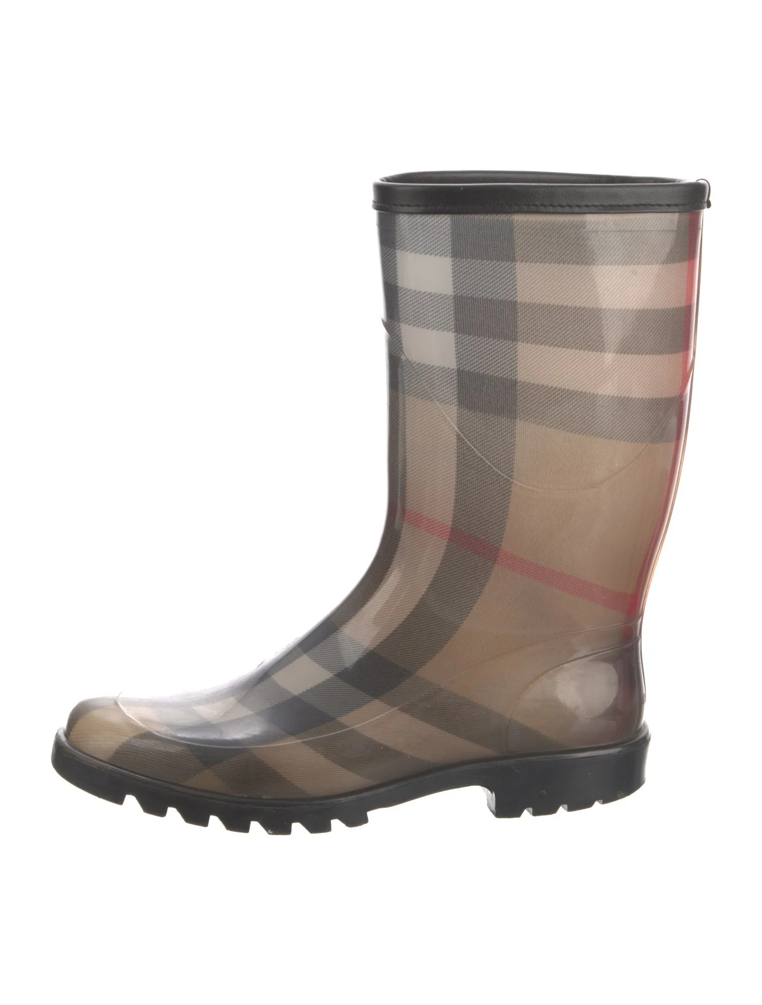 House Check Pattern Rubber Rain Boots | The RealReal