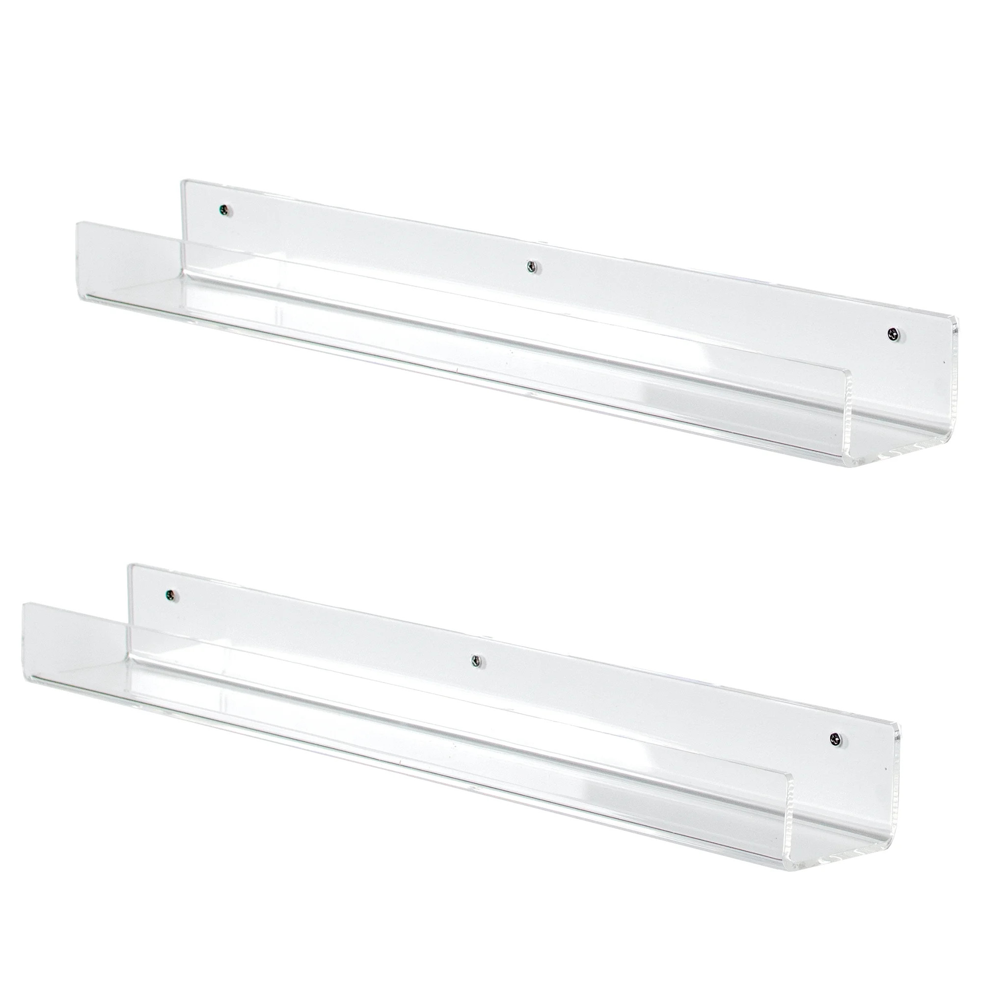 VIVO Dual Acrylic 24" Floating Bookshelves, Clear Wall Display Shelves (2 Pack) | Walmart (US)