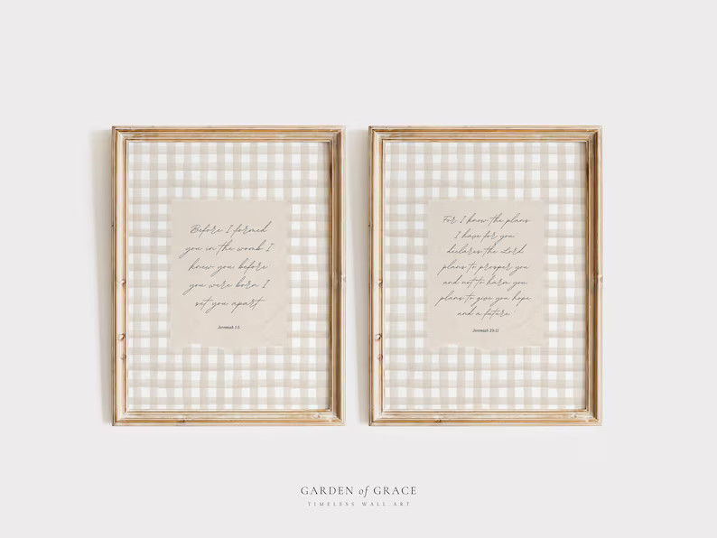 Jeremiah 1:5 and 29 11 Wall Art Set of 2 | Vintage Scripture Kid's Room Art Print | Bible Verse F... | Etsy (US)
