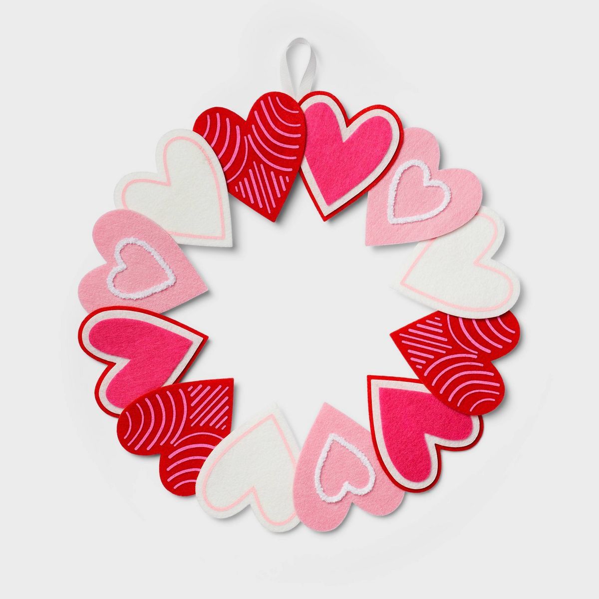 Valentine's Felt Wreath Hearts Pink/Red/White - Spritz™ | Target