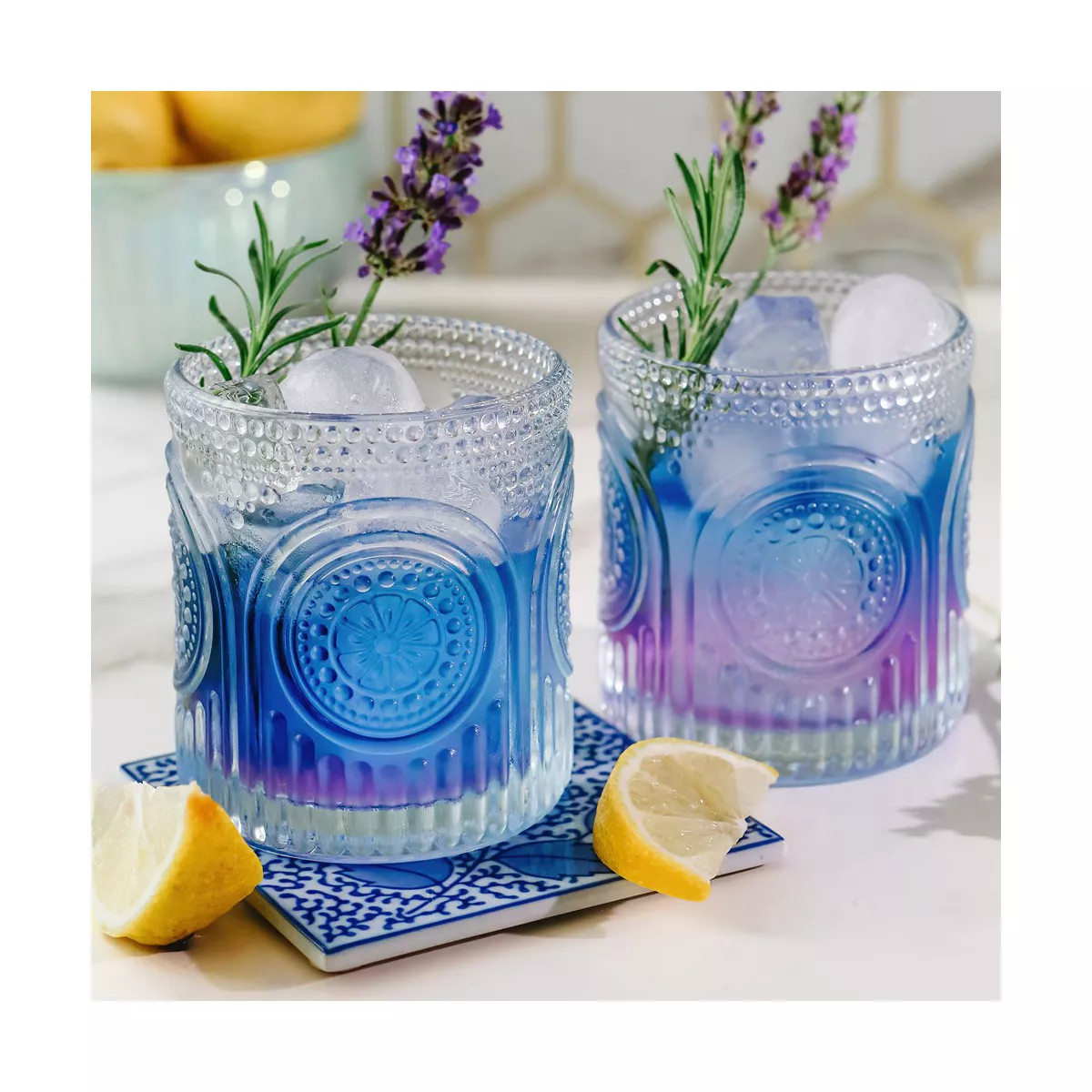 10 oz. Retro Arch Floral Ribbed Glassware | Target
