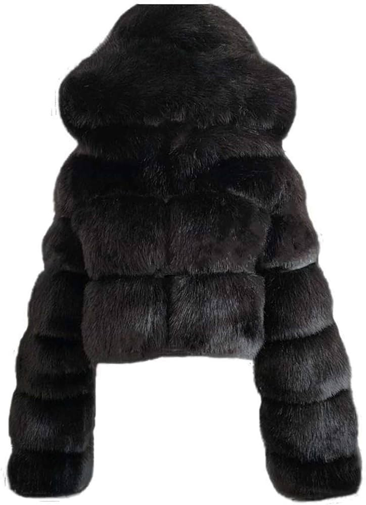 PLAZRU Short Faux Fur Coat for Women Zipper Up Hooded Shaggy Warm Elegant Long Sleeve Winter Fash... | Amazon (US)