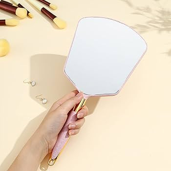 Hand Held Mirror with Handle, Makeup Hand Mirror with Hook Hole for Bathroom and Bedroom, Barbers... | Amazon (US)