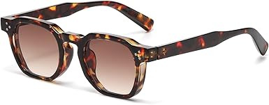 AIEYEZO Retro Sunglasses for Womens Mens Square Thick Framed Shades Trendy Vintage Sun Glasses | Amazon (US)