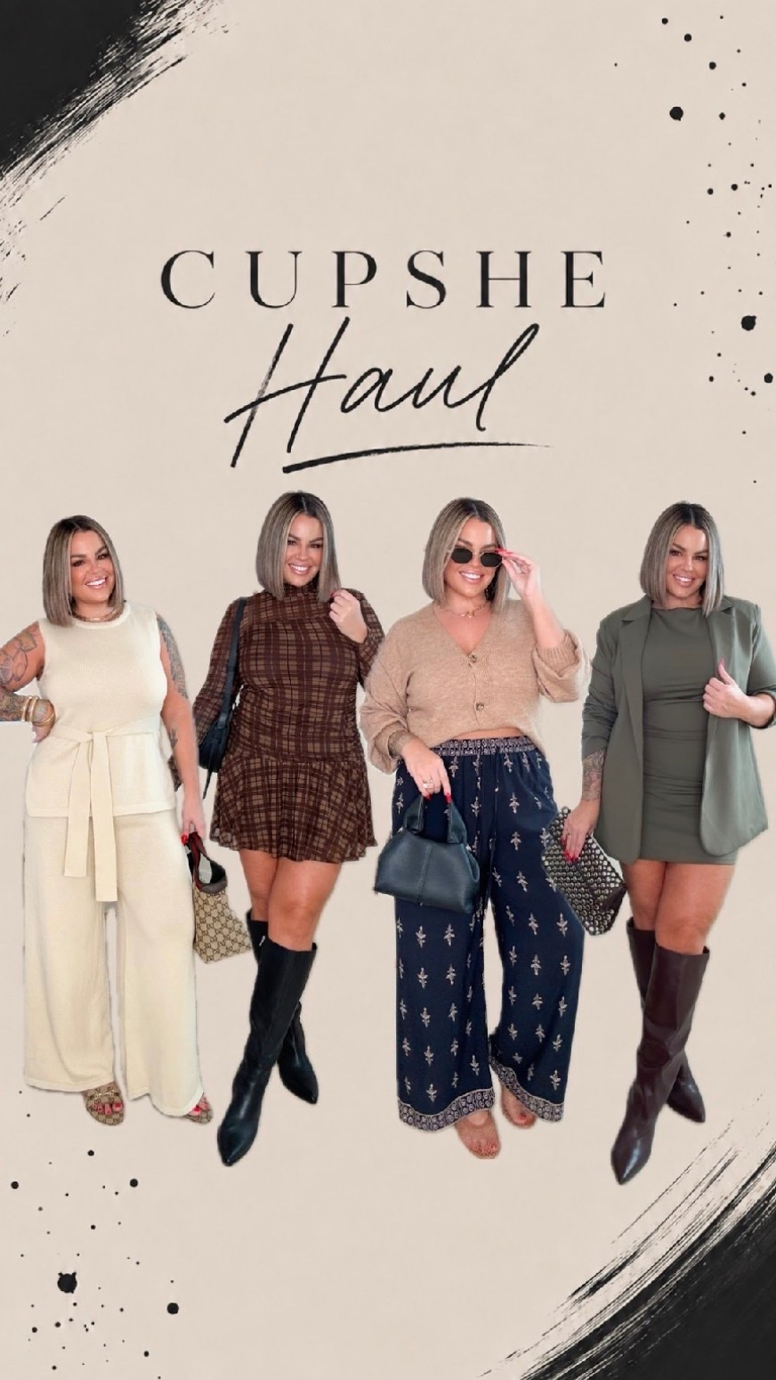 @Cupshe finds that are perfect to transition into the fall season with. #cupshe #cupshepartner 

Use code - Shayna15 to save 15% off over 70USD+

Left to right size details 

Tan set - L top & XL pants 
Dress xl 
Black pants xl 
Tan cardigan L 
Green blazer dress combo xl 
Rust color cardigan from my reel XL
Cream and blazer knit top from my reel size L 

Anything else shown here like boots and bags I can’t link on this post. Jeans from my reel were old no link im sorry. Black pants from my reel I will link in a separate post.