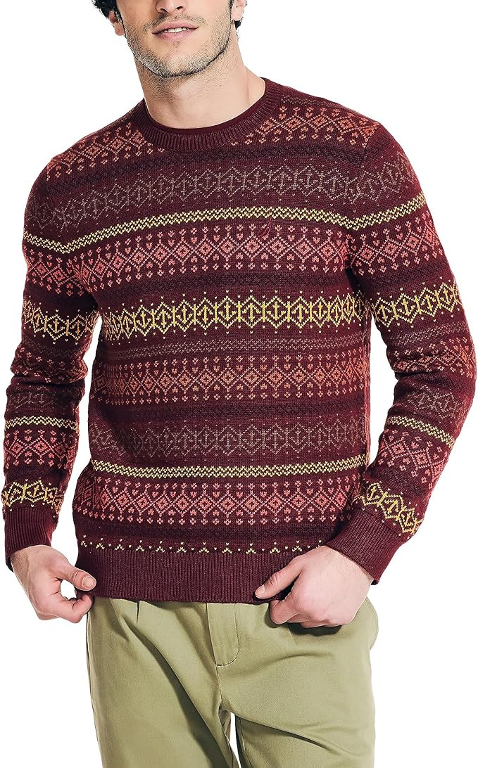 Nautica Men's Fair Isle Crewneck Sweater | Amazon (US)