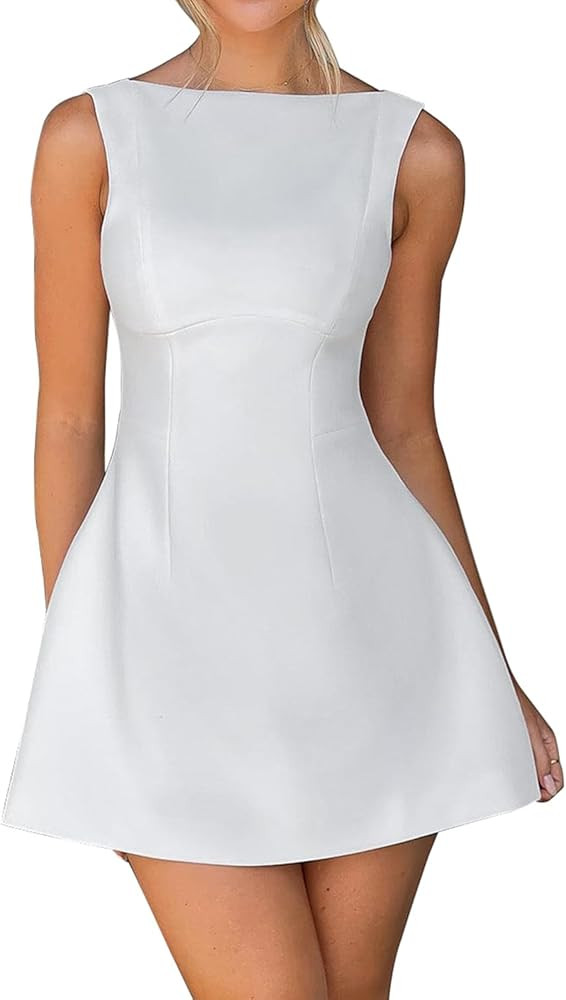 OWIN Women’s Summer Casual Boat Neck Sleeveless Elegant Flared A Line Swing Club Cocktail Party... | Amazon (US)