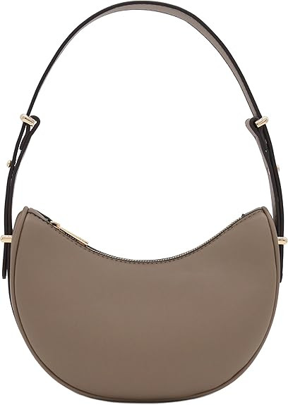 Small Crescent Smooth Faux Leather Underarm Shoulder Bag | Amazon (US)