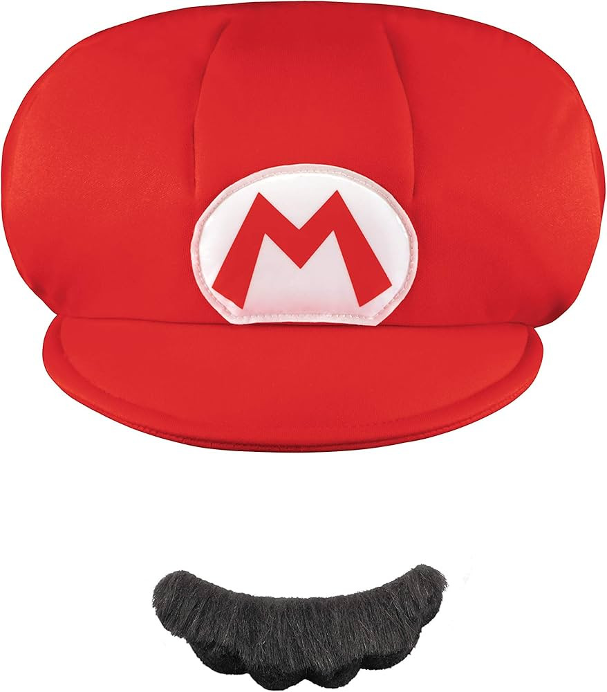 Nintendo Super Mario Brothers Mario Child Hat and Mustache, One Size Child | Amazon (US)