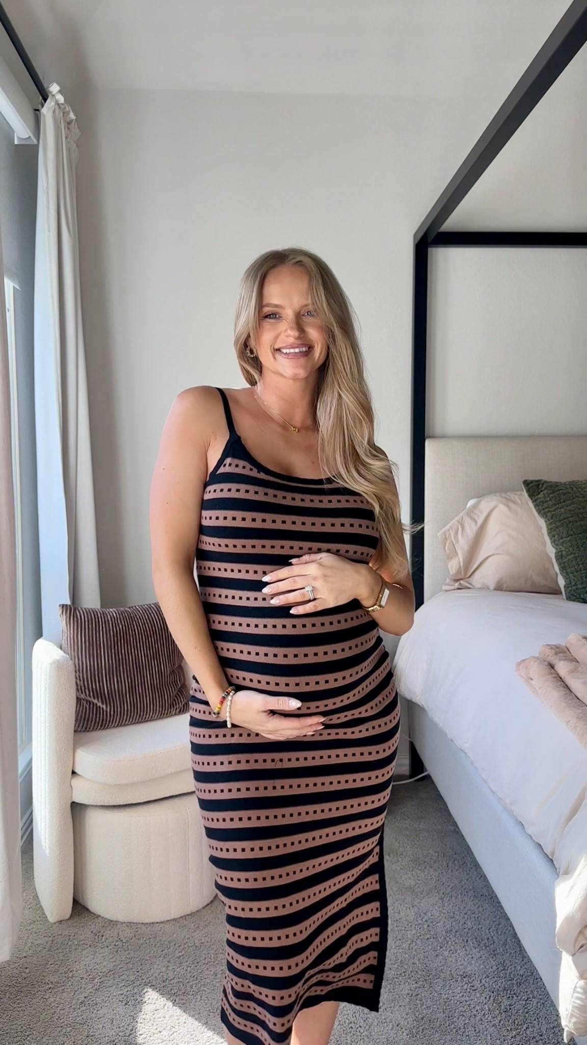Bumping in style with the cutest Amazon maternity dress that checks all the boxes—comfortable, flattering, and affordable! This ribbed bodycon dress hugs the bump perfectly while still giving you room to breathe (because let’s be real, that matters so much these days!). The neutral black and mocha stripe pattern is super versatile—easy to dress up with a blazer and heels or keep casual with sneakers and a denim jacket. I love the stretchy, soft knit fabric that’s not see-through, making it a go-to piece for everyday wear, date nights, or even baby shower festivities.

I’m wearing my true size (small) and it fits the bump beautifully with room to grow, so it’s definitely a pregnancy wardrobe staple from second trimester into the third. Bonus: it’s under $40

Linked here for easy shopping—trust me, you’ll want more than one!
#maternitystyle #amazonfashionfinds #maternitydress #amazonmaternity #pregnancystyle #thirdtrimesterfashion #bumpstyle #ltkpregnancy #ltkbump #momstyle

#LTKBump #LTKFindsUnder50