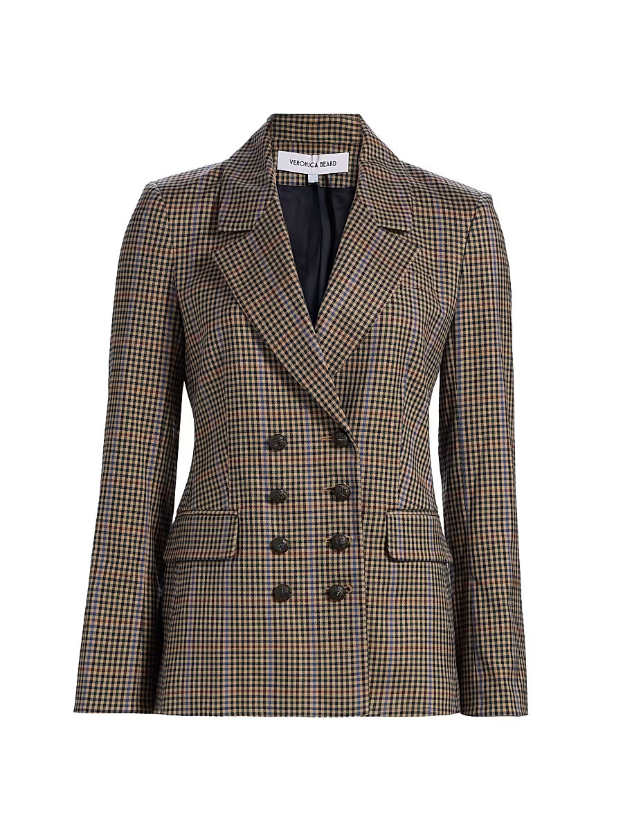 Women's Claude Check Double-Breasted Dickey Jacket - Russet Multi - Size 4 | Saks Fifth Avenue