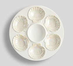 Coastal Embossed Stoneware Oyster Serving Platter | Pottery Barn (US)