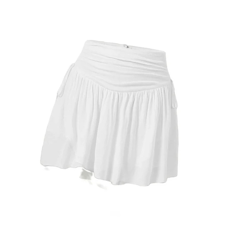 Boho Solid Flared Skirt White Womens Skirts (Women's) | Walmart (US)
