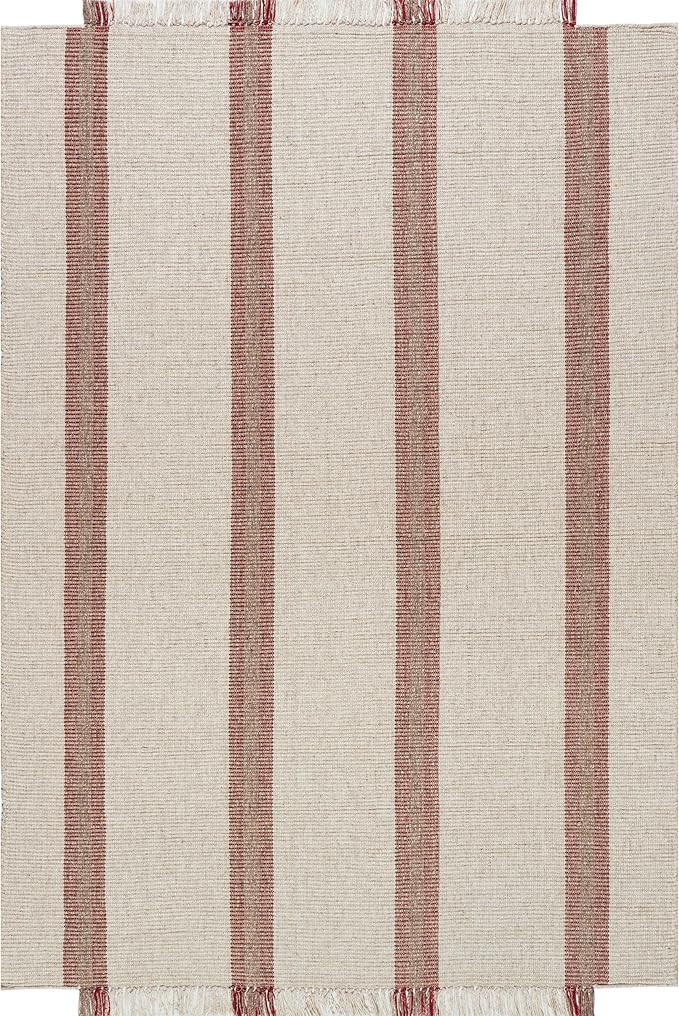 Rugs USA X Frenshe Interiors by Ashley Tisdale Nichols Striped Wool Area Rug, 8x10, Ivory | Amazon (US)