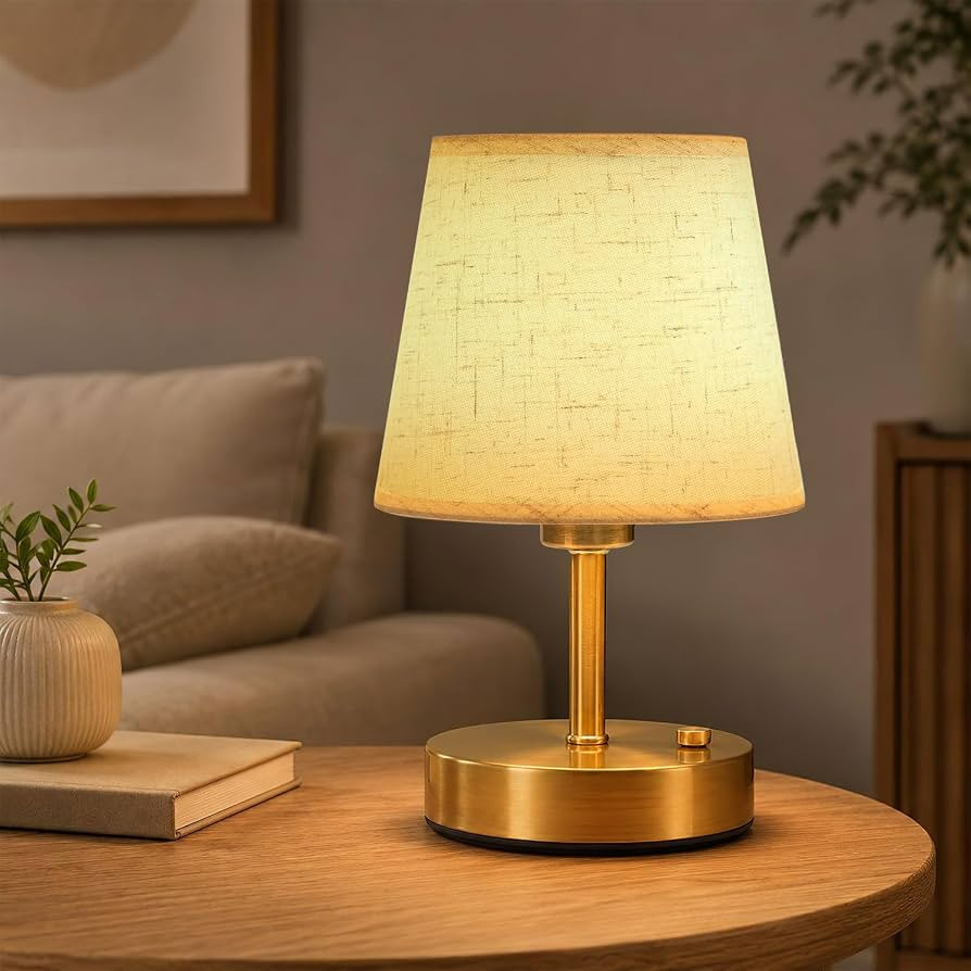 Rechargeable Cordless Linen Table Lamp, 2700K Warm White, Dimmable | Amazon (CA)