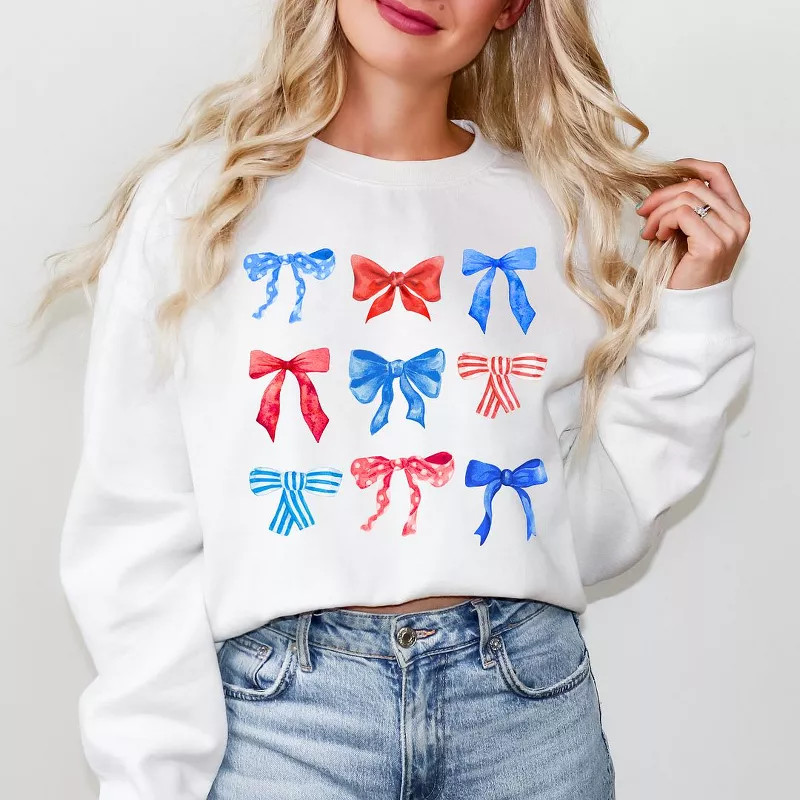 Simply Sage Market Women's Graphic Sweatshirt Patriotic Coquette Bow Chart | Target