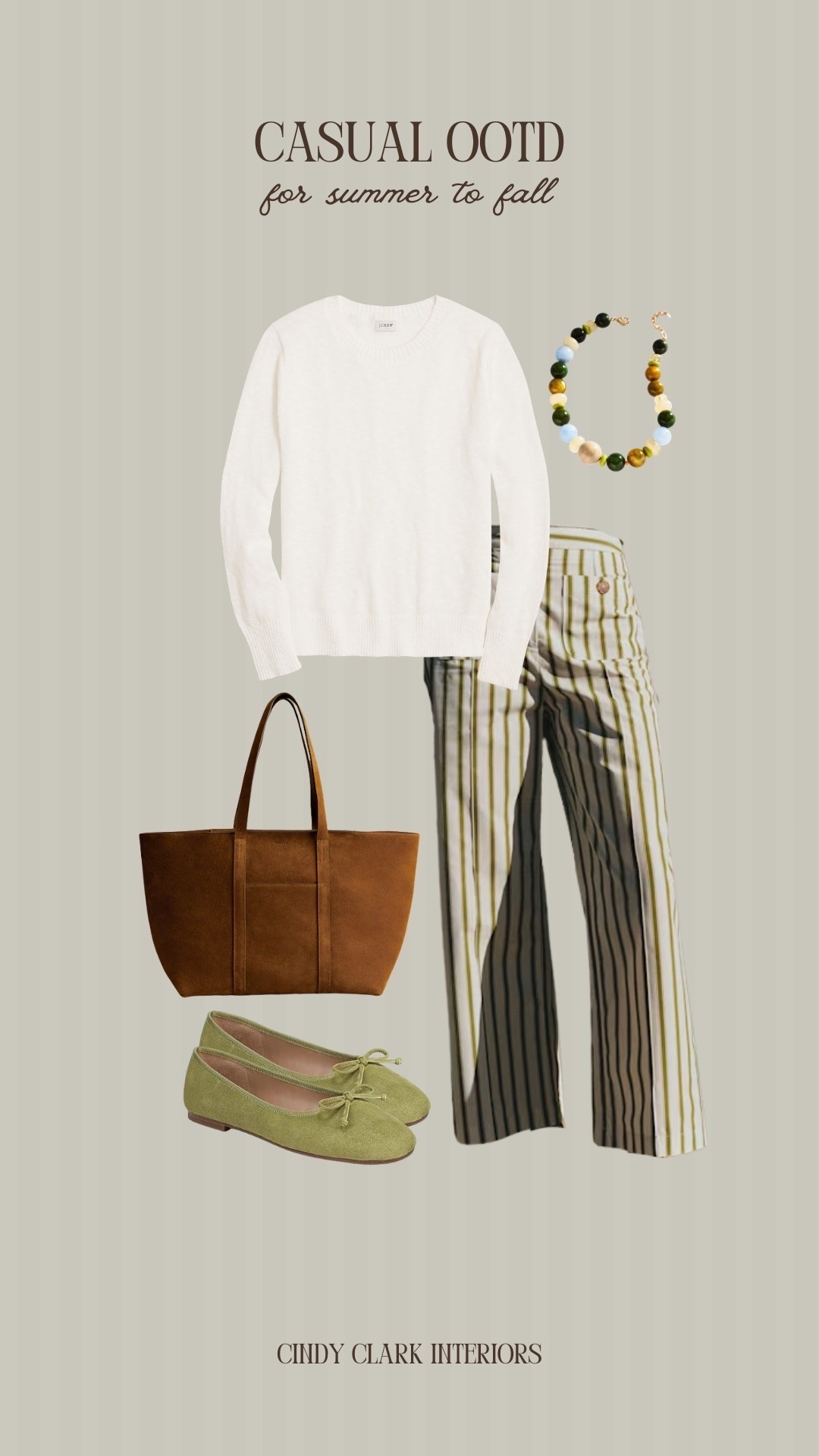 Casual ootd for summer to fall 🍏🍂 I love these striped pants, and I’m loving the green and brown combo!

#LTKootd #LTKgrwm #LTKmomlife
