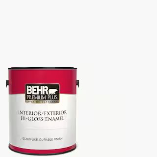 BEHR PREMIUM PLUS 1 gal. Ultra Pure White Hi-Gloss Enamel Interior/Exterior Paint 805001 - The Ho... | The Home Depot