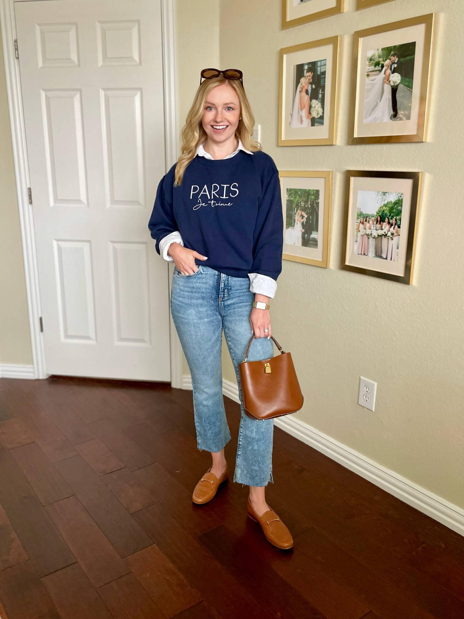 Wearing an XS in top and sweatshirt, 26P in jeans | casual outfit, running errands outfit, cropped jeans, flare jeans, winter outfit, preppy outfit 

#LTKSeasonal #LTKSaleAlert #LTKStyleTip