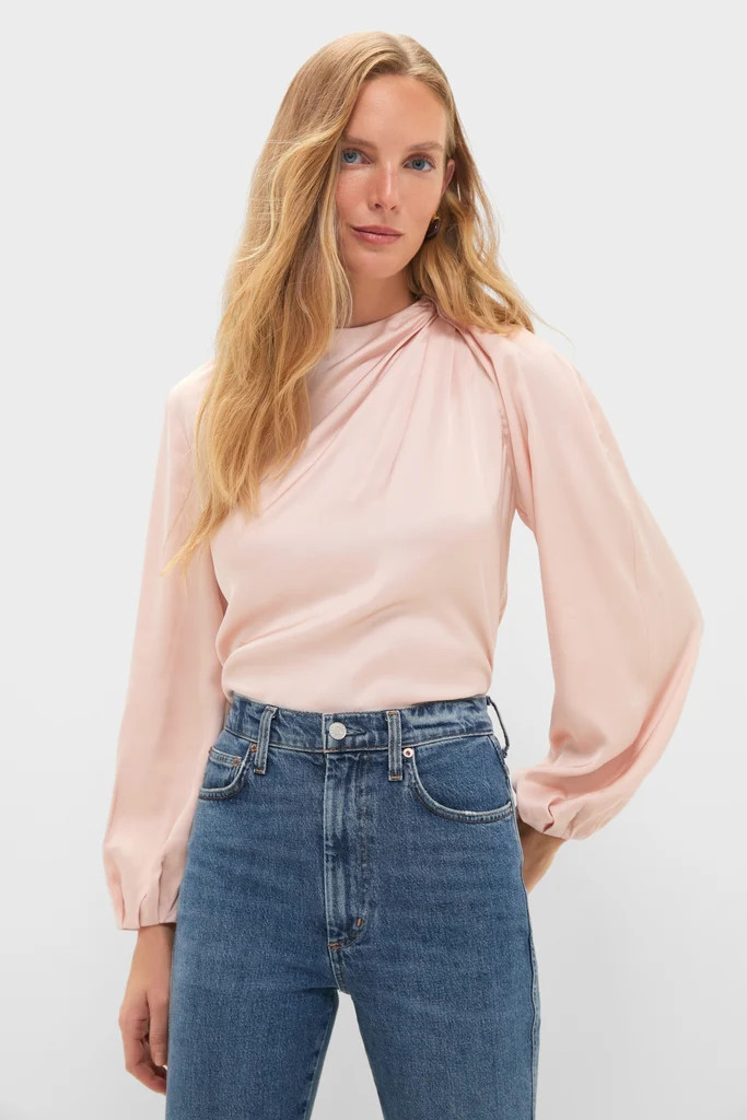 Soft Pink Blush Satin Blaire Top | Tuckernuck (US)