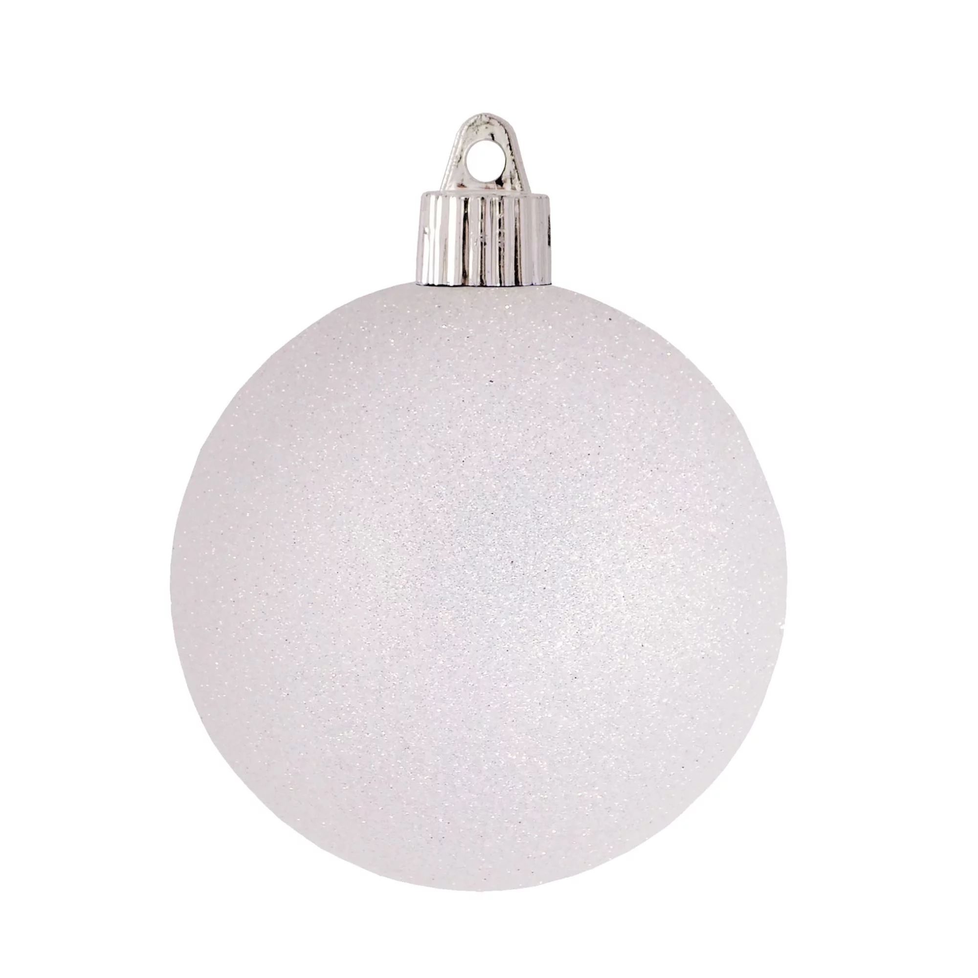 8ct White Snowball Shatterproof Glitter Christmas Ball Ornaments 3.25" (80mm) | Walmart (US)