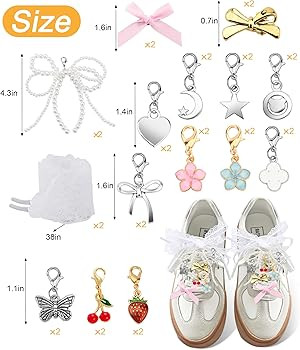 30 Pcs Shoe Charms for Sneakers Junk Charms for Women with Ribbon Lace Shoelaces, Clips, Lobster ... | Amazon (CA)