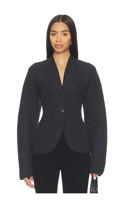 EAVES Coralai Structured Knit Blazer in Charcoal. Taglia S. Also in L, XS. | Revolve Clothing (Global)