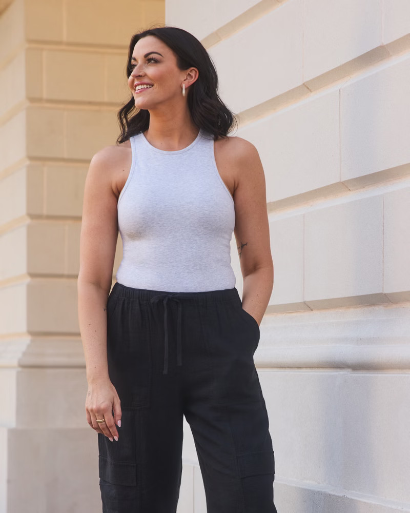 Cotton-Blend Seamless Fabric High-Neck Tank | Abercrombie & Fitch (US)