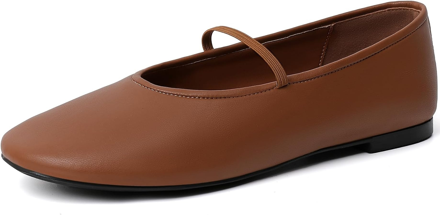 Ballet Flats for Women Mary Jane Shoes with Elastic Strap Closed Round Toe Slip on Flats Dress Sh... | Amazon (US)