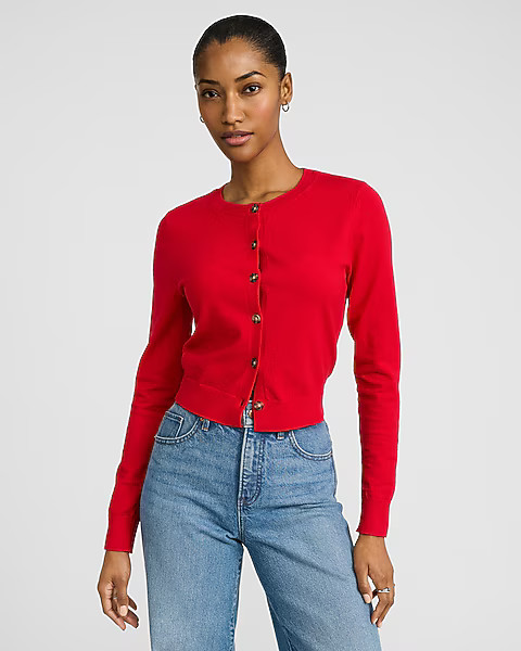 Lightweight Crew Neck Cardigan | Express