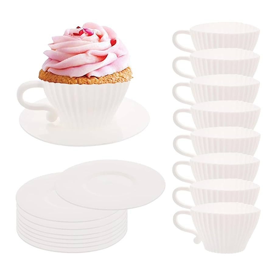 Silicone Muffin Cups for Baking, 16 Pcs Teacup Cupcake Liners, Reusable Muffin Liners, Silicone C... | Amazon (US)