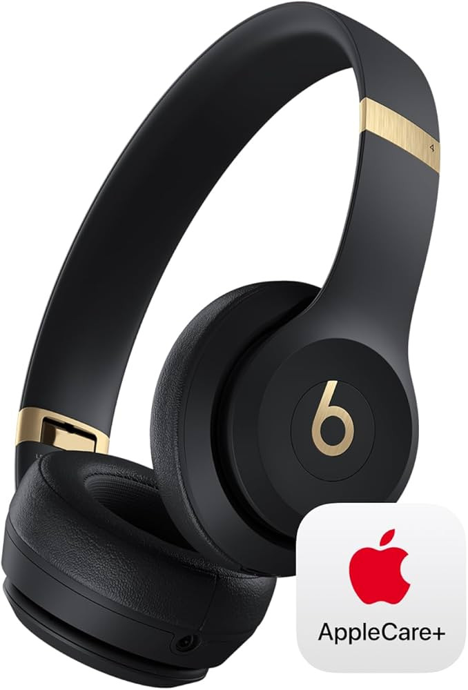 Beats Solo 4 -Wireless Bluetooth on Ear Headphones with AppleCare+ (2 Years) - Black & Gold | Amazon (US)