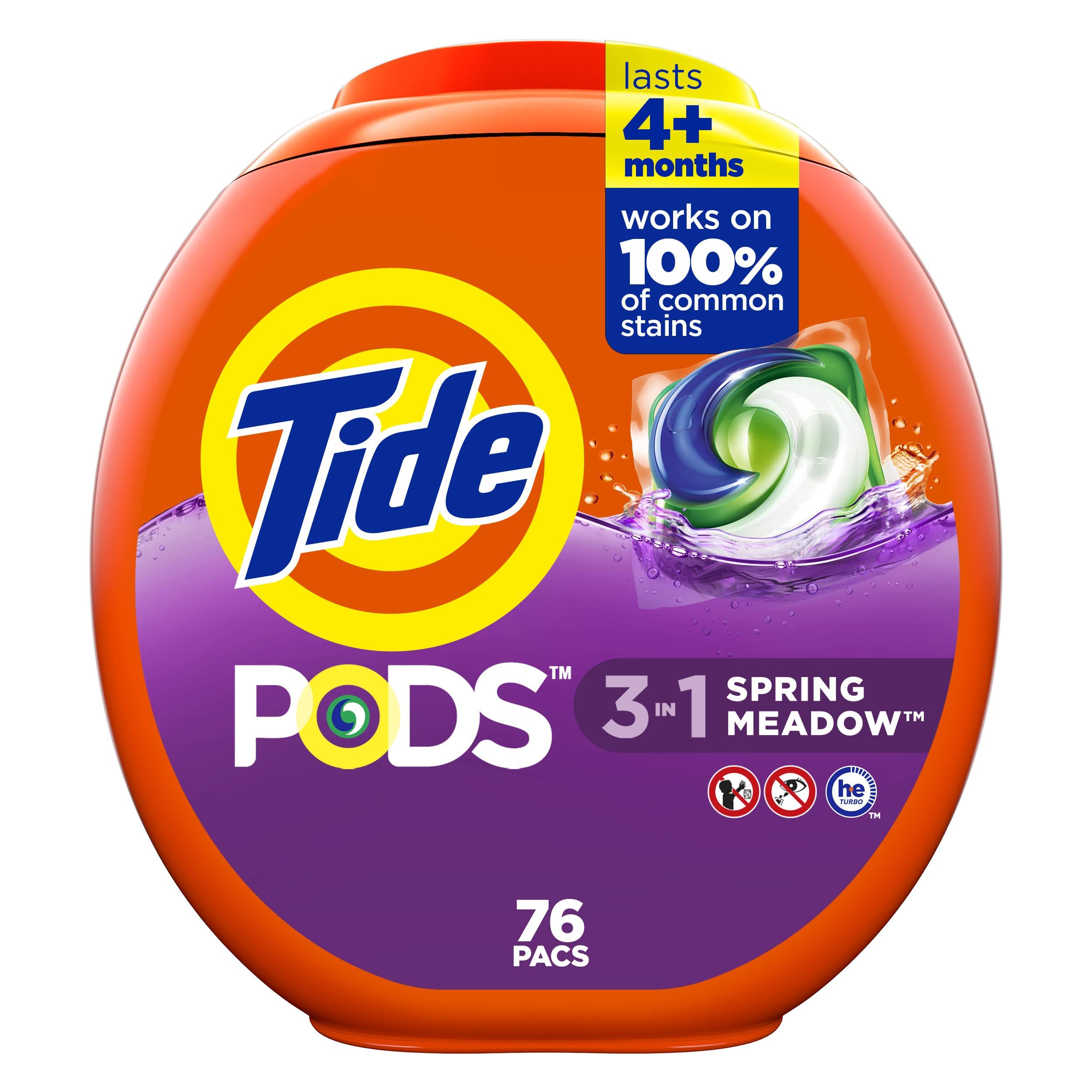 Tide PODS Liquid Laundry Detergent Soap Pacs, Powerful 3-in-1 Clean in One Step, He Compatible, S... | Amazon (US)