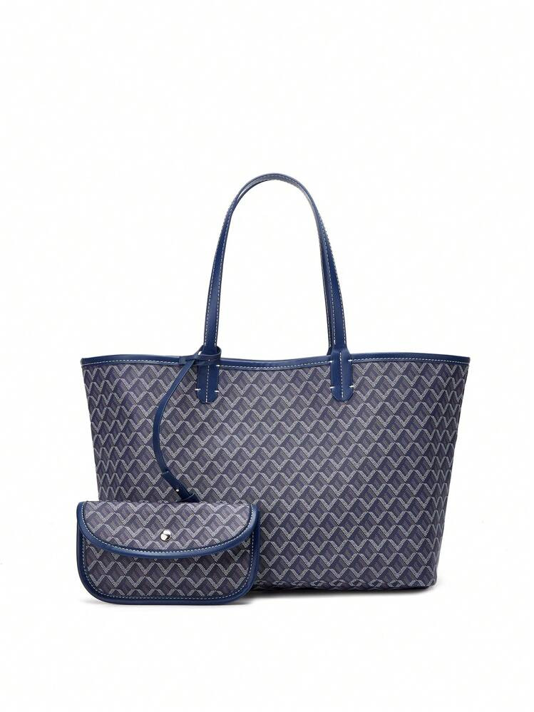 Women's Fashion Shoulder Casual Handbag, New Design Ladies Hand Carry Bag, Simple Tote Bag, Large Capacity PVC Bag, Suitable For University Students, Lightweight Shopping Bag | SHEIN