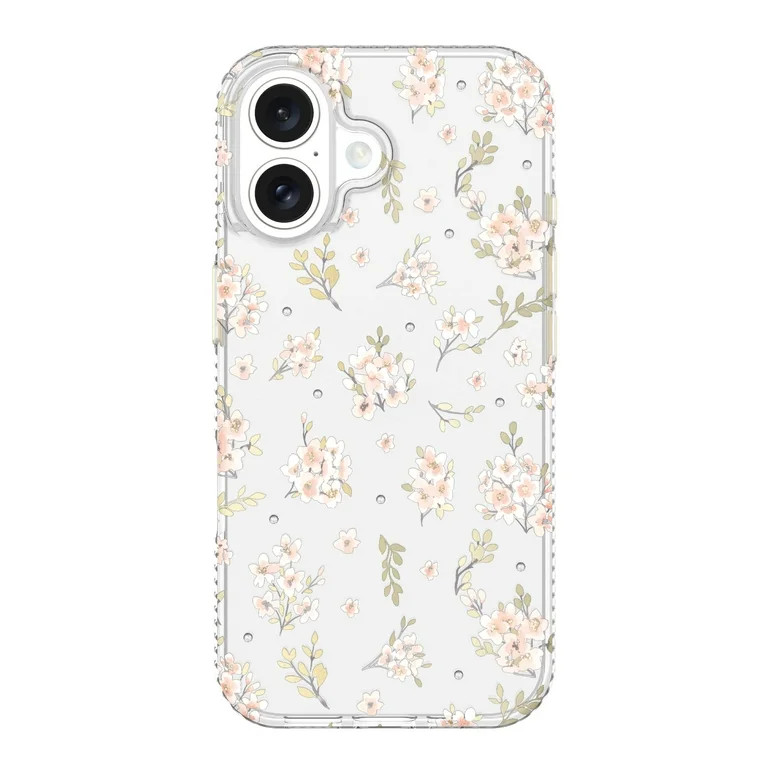 onn Pink Floral with Gems Phone Case for iPhone 16 | Walmart (US)