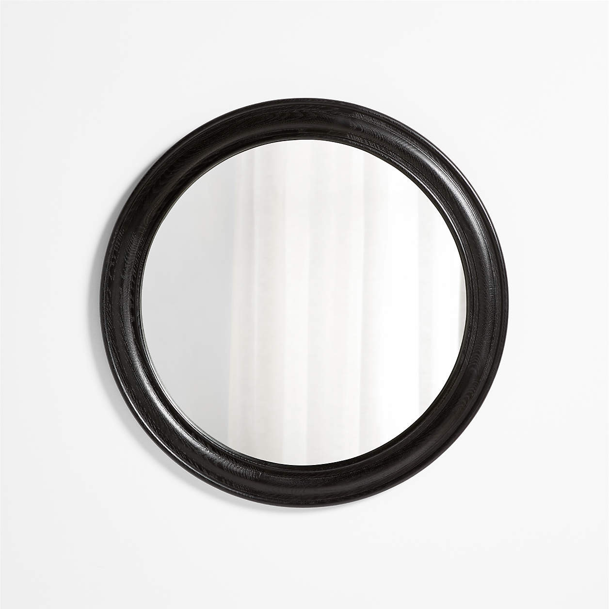 Kensington Black Oak Wood Round Wall Mirror 40" + Reviews | Crate & Barrel | Crate & Barrel