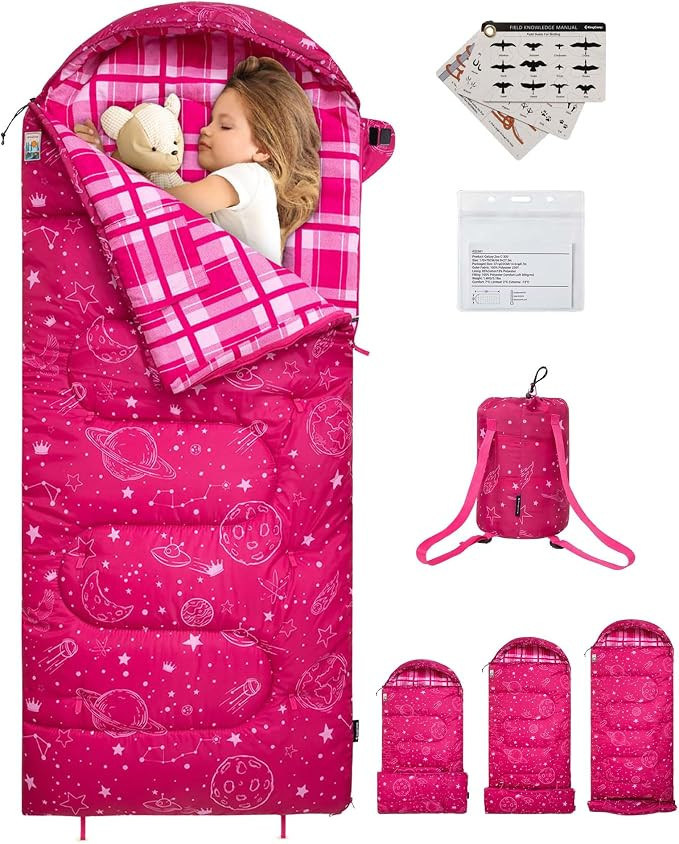 KingCamp 45\u00b0F Kids Sleeping Bag, Lightweight Waterproof & Compact Flannel Sleeping Bags Cold... | Amazon (US)