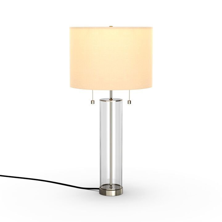Laurel Glass Cylinder Table Lamp, Satin Brass | Lights.com
