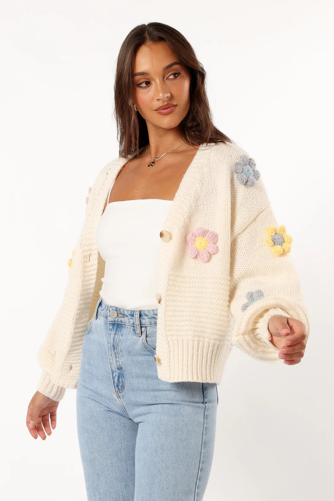 Sienna Flower Cardigan - Cream | Petal & Pup (US)