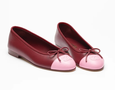 Chanel 26S Burgundy Red Pink Lambskin Leather CC Logo Ballet Ballerina Flat 40 | eBay | eBay US