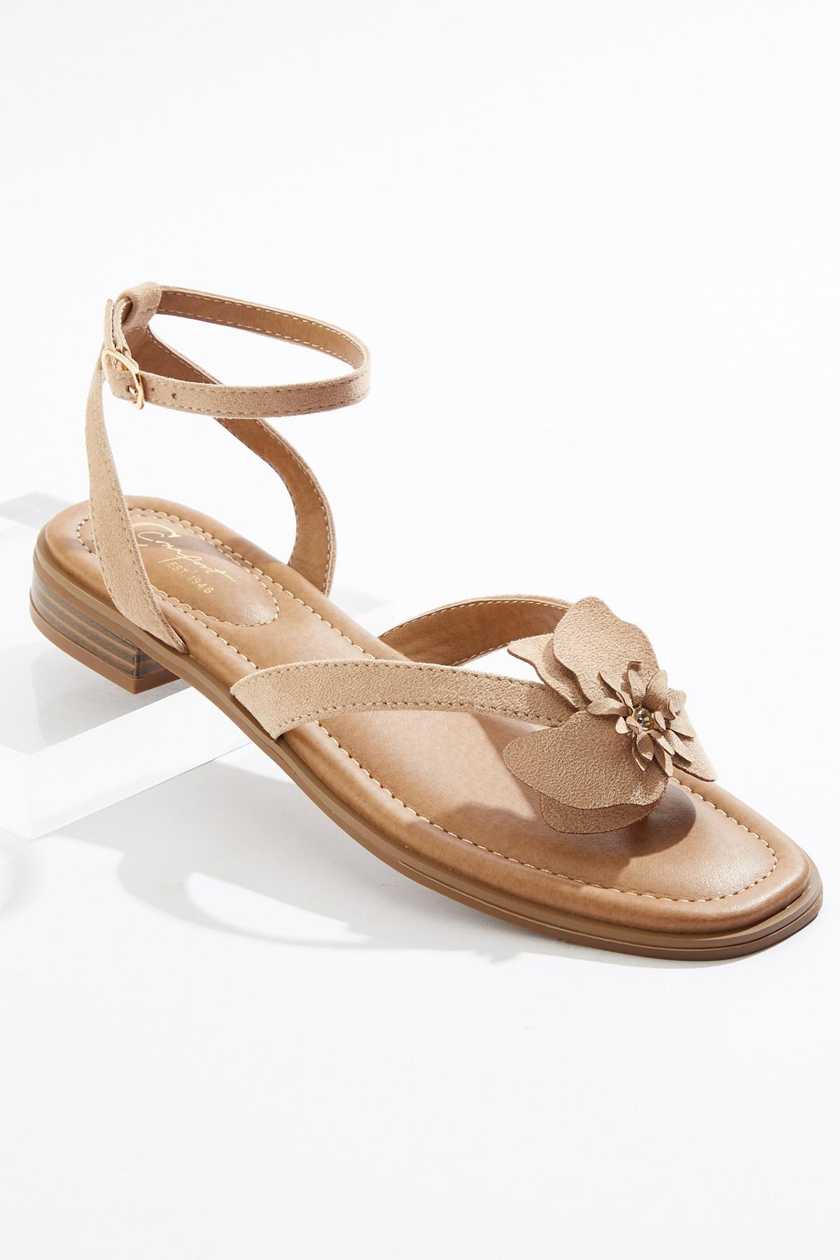 3d Faux Suede Flower Sandals | Cato Fashions