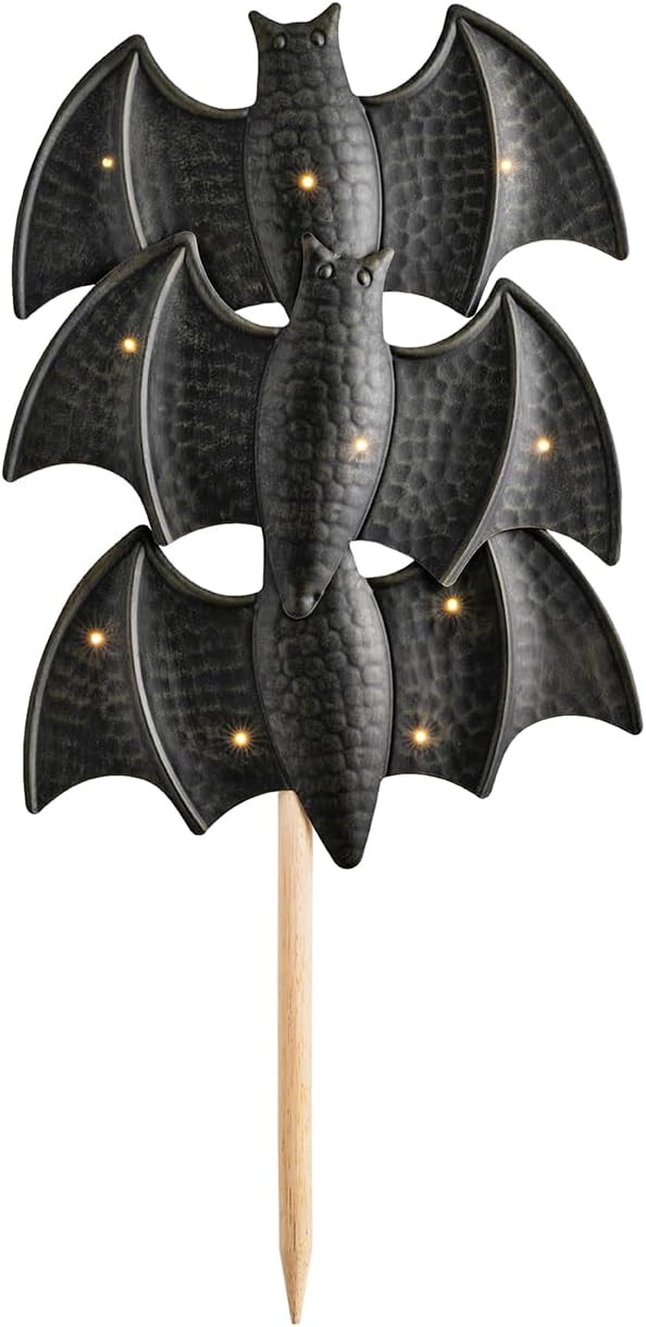 Mud Pie Halloween Tin Bats Light Up Yard Stake | Amazon (US)