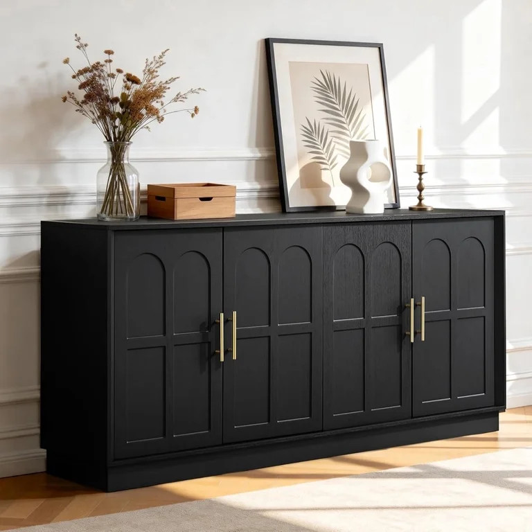 LKTART Modern Arched Door Sideboard Buffet Cabinet, Large Wood Storage Accent Cabinet for Living ... | Walmart (US)