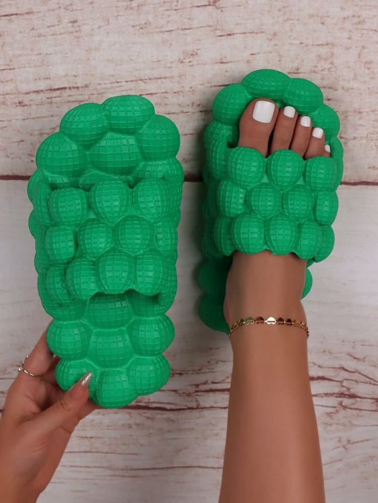 Textured Hollow Out Detail Bubble Slides | SHEIN