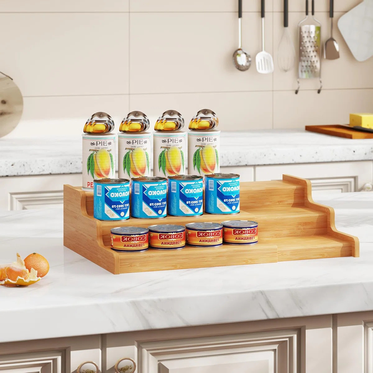 Expandable Bamboo Can Rack Organizer for Pantry | Wayfair North America