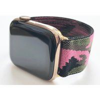 Fitbit Versa & Apple Elastic Watch Band Pink Camo Glam | Etsy (US)